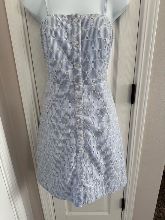 Banana Republic Dresses & Skirts - Banana Republic Light Blue and White Striped Eyelet Dress